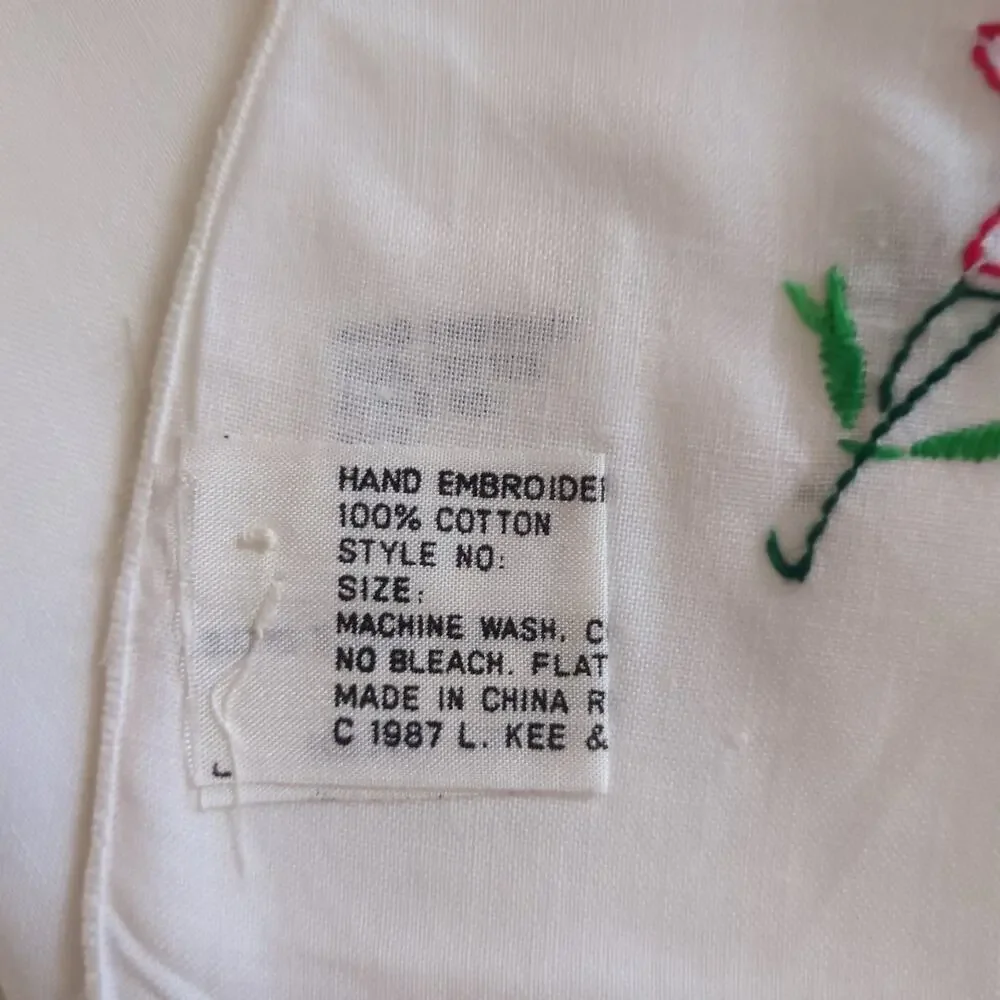 Vintage NWT Christmas Hand Embroidered Tablecloth and 12 Napkins Never Used
